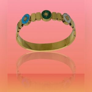 Stainless Steel Gold Color Plated Bangle / Handcuff Bracelet (NWOT)